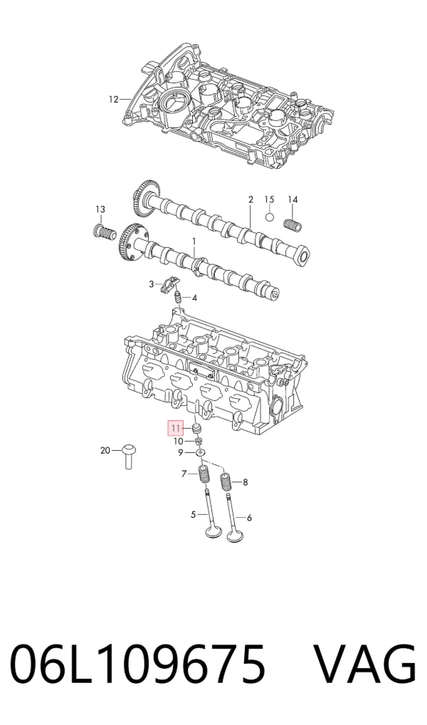 Uszczelniacz zaworu wylotowego, zestaw 06L109675 VAG