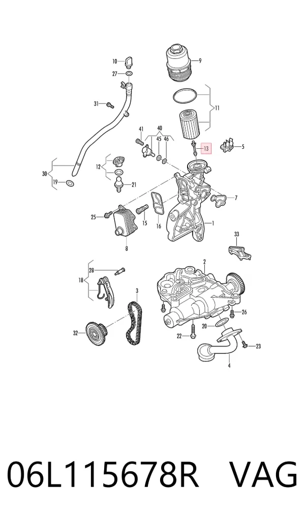 Rurka filtra olejowego 06L115678R VAG