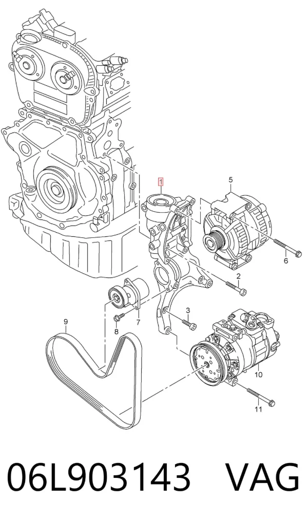 Wspornik alternatora 06L903143 VAG