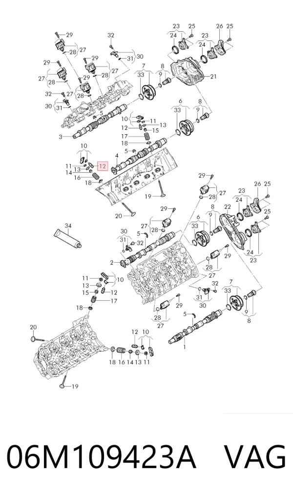 Kompensator hydrauliczny (popychacz hydrauliczny), popychacz zaworu 06M109423A VAG