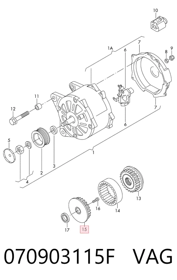 Koło pasowe alternatora 070903115F VAG