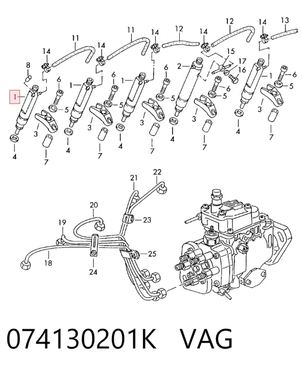 Wtryskiwacz paliwa 074130201K VAG