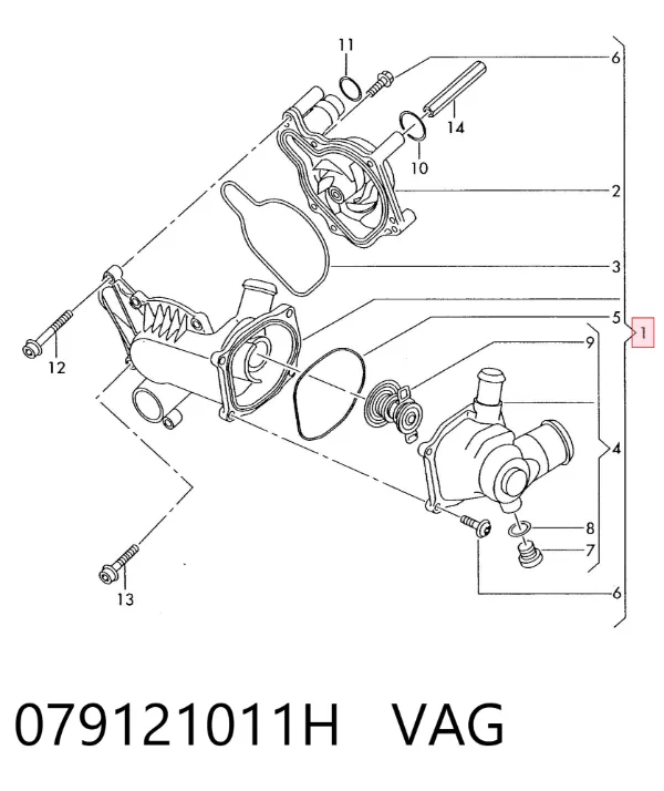 Pompa chłodząca wodna 079121011H VAG