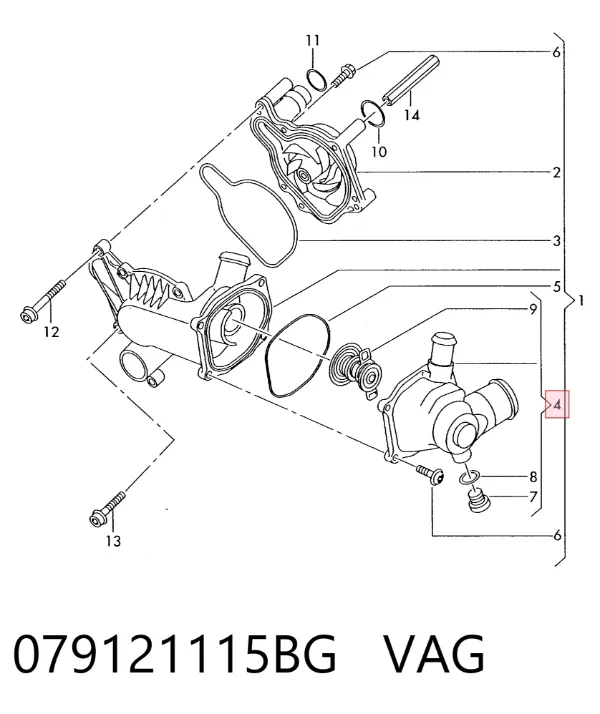 Termostat 079121115BG VAG