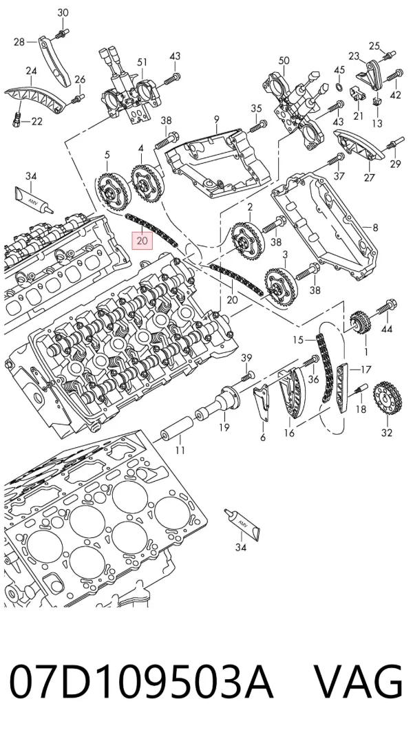 Łańcuch rozrządu 07D109503A VAG
