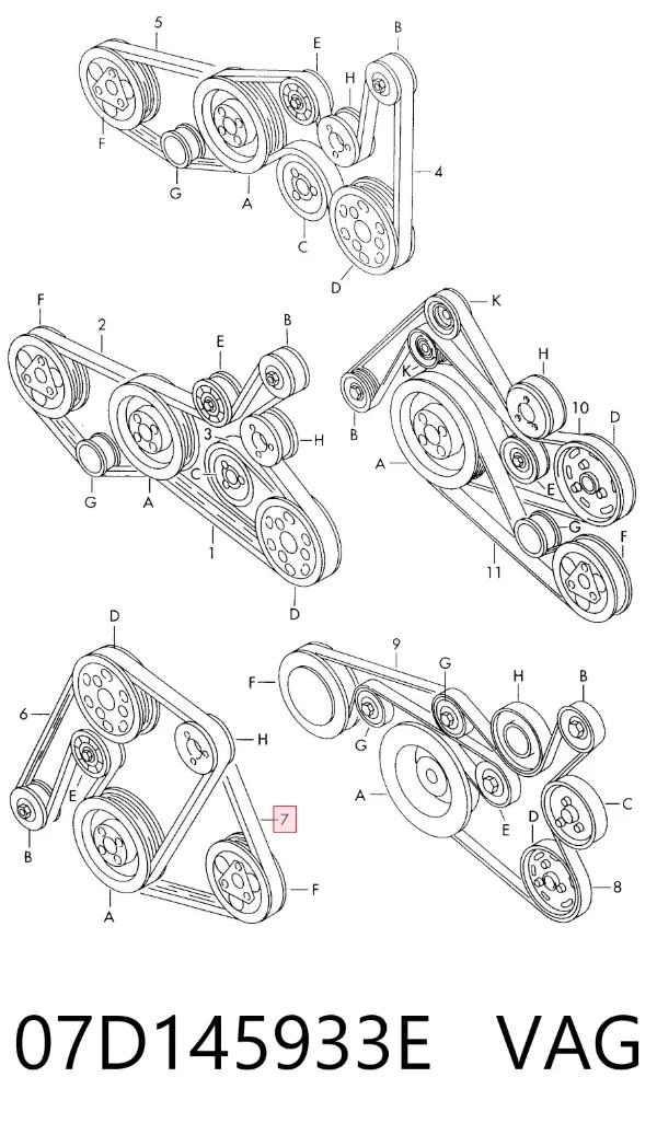 Pas napędowy mechanizmów 07D145933E VAG
