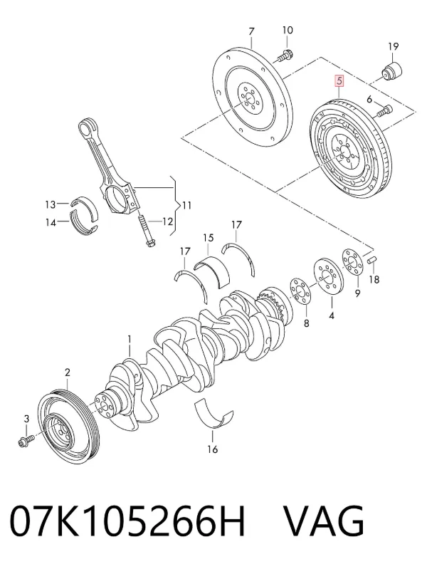Koło zamachowe silnika 07K105266H VAG