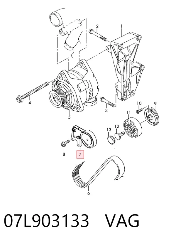 Rolka napinacza paska napędowego 07L903133 VAG