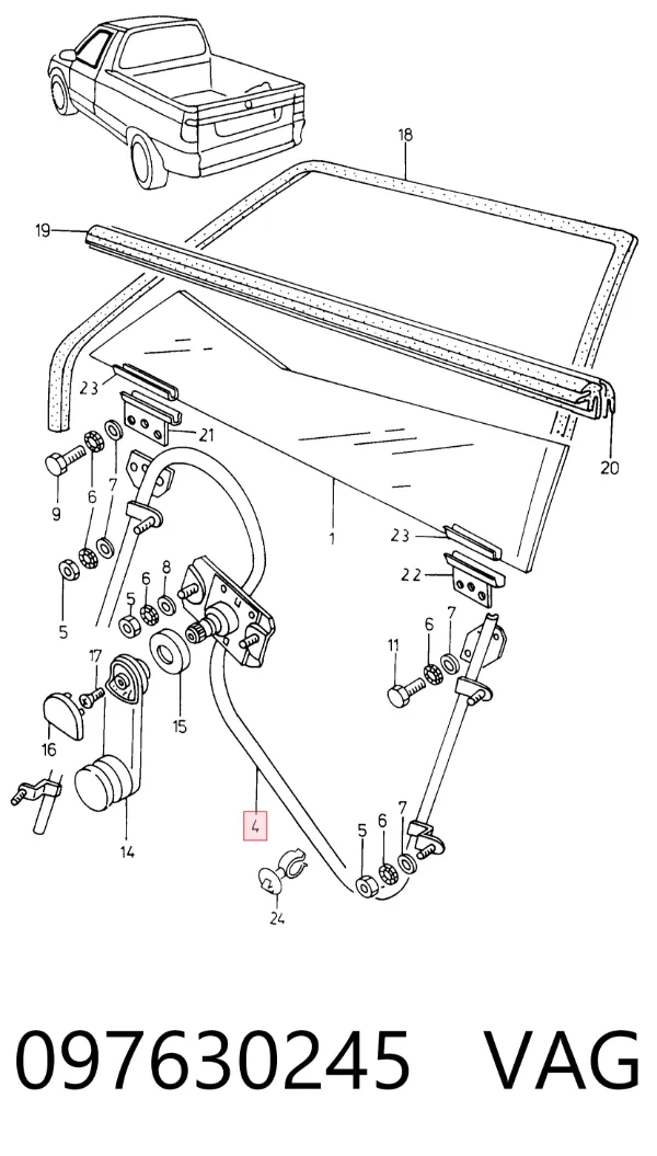 Mechanizm podnoszenia szyby drzwi przednich lewych 097630245 VAG