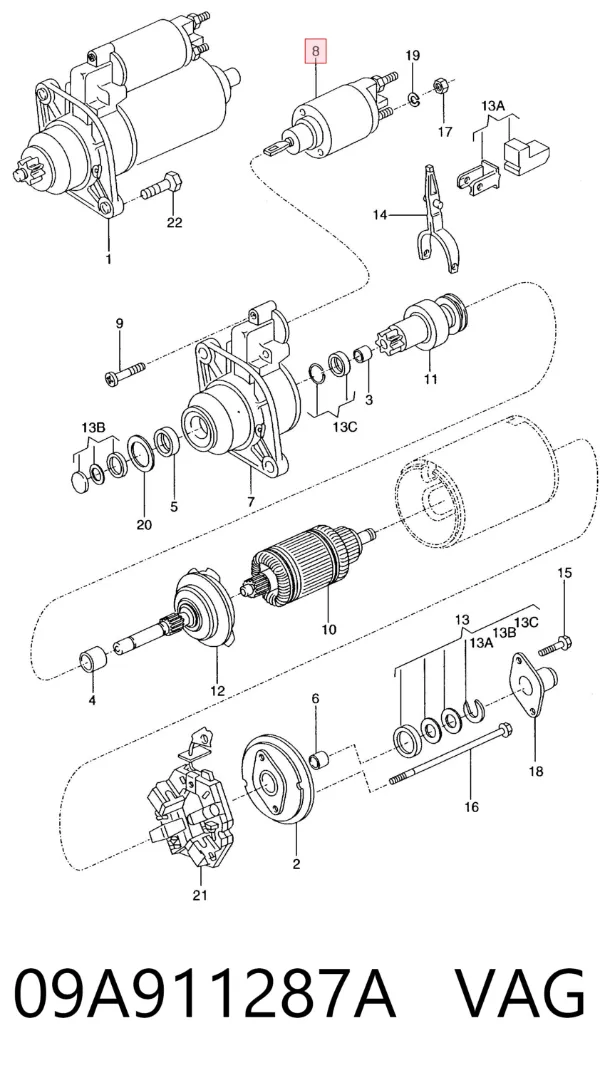 Elektromagnes rozrusznika 09A911287A VAG