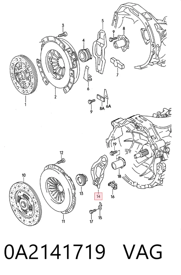 Widełki sprzęgła 0A2141719 VAG