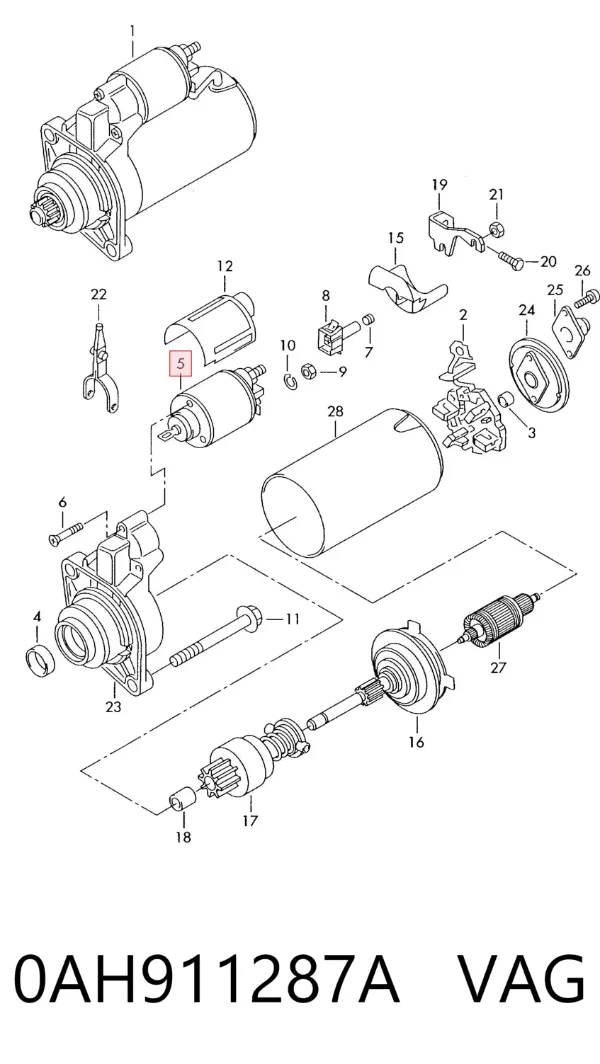 Elektromagnes rozrusznika 0AH911287A VAG