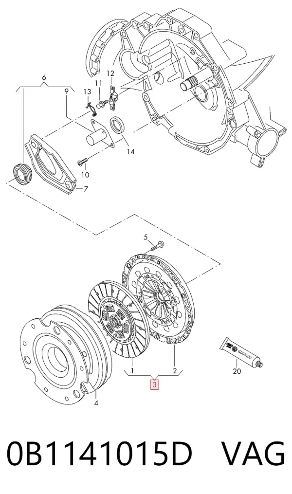 Zestaw sprzęgła (3 części) 0B1141015D VAG