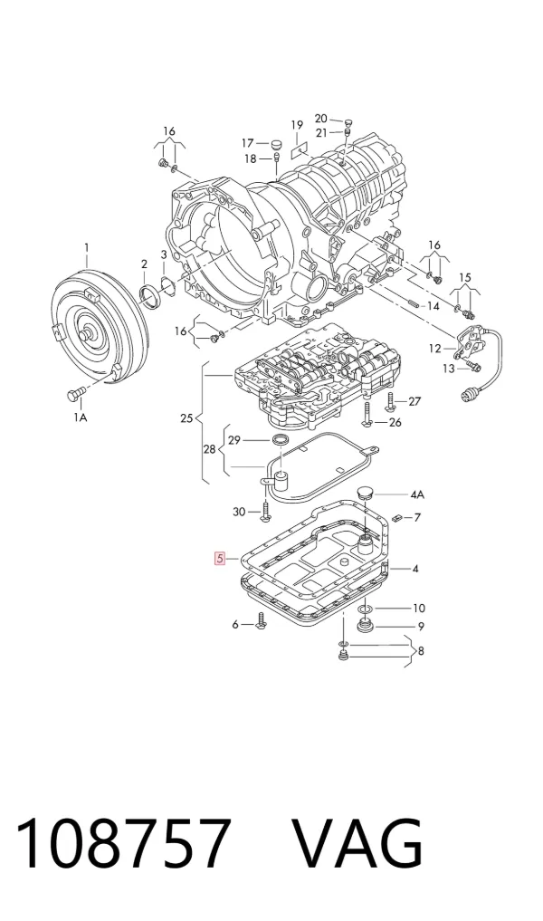 Uszczelka miski automatycznej/mechanicznej skrzyni biegów 108757 VAG