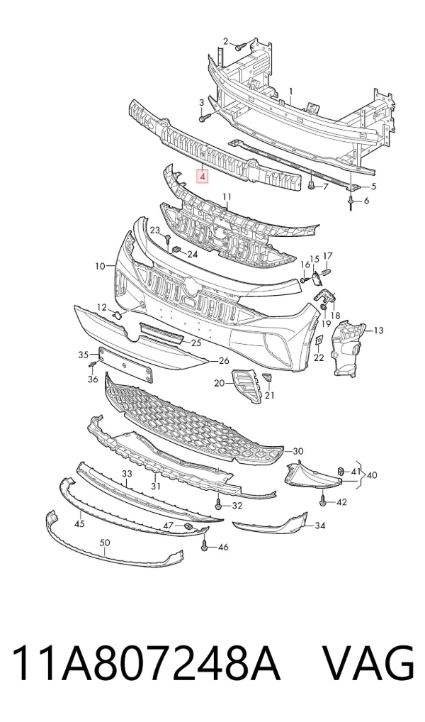 Absorber (wypełniacz) zderzaka przedniego 11A807248A VAG