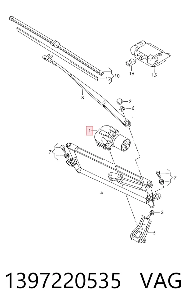 Silniczek wycieraczki szyby przedniej Seat Toledo III