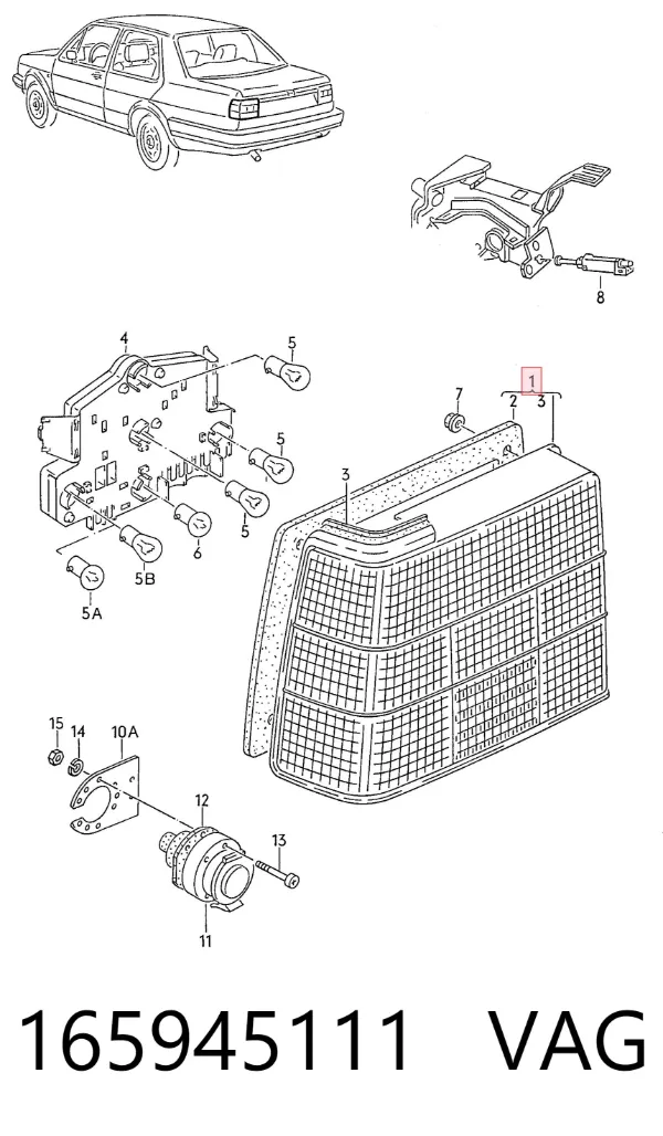Lampa zespolona tylna lewa Volkswagen Jetta II