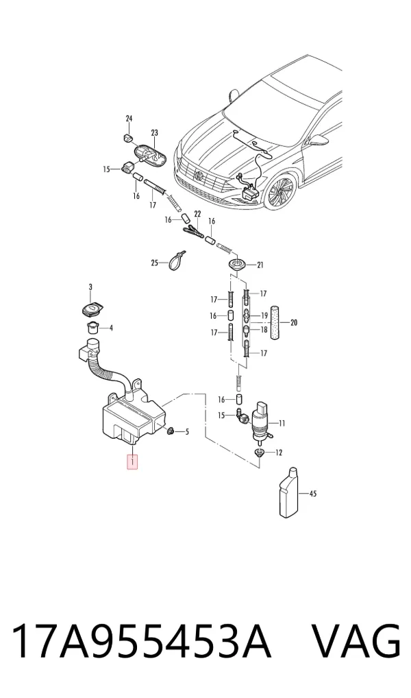 Zbiorniczek spryskiwacza szyb 17A955453A VAG