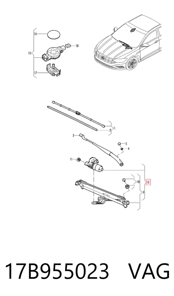 Mechanizm wycieraczek Volkswagen Jetta VII