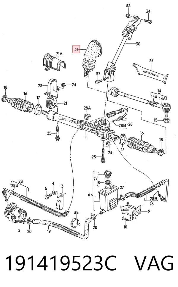 Osłona mechanizmu kierowniczego (maglownicy) 191419523C VAG