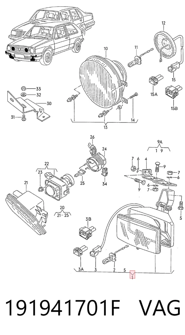 Lampa przeciwmgielna lewa/prawa 191941701F VAG