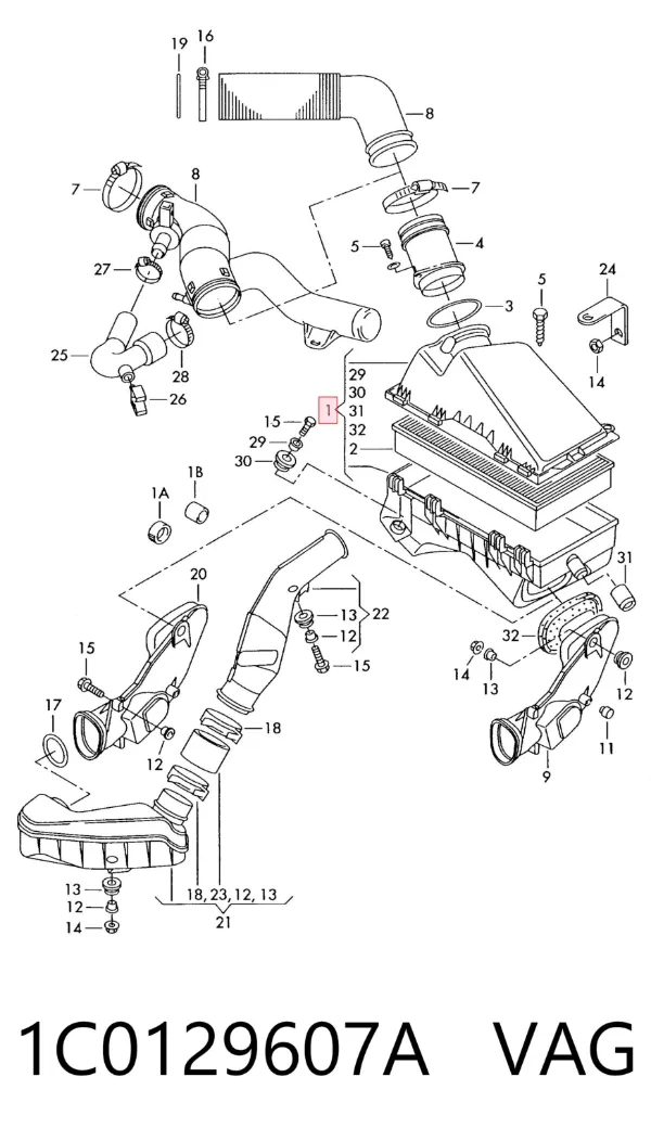 Obudowa filtra powietrza Volkswagen Beetle 9C1, 1C1, 9G1