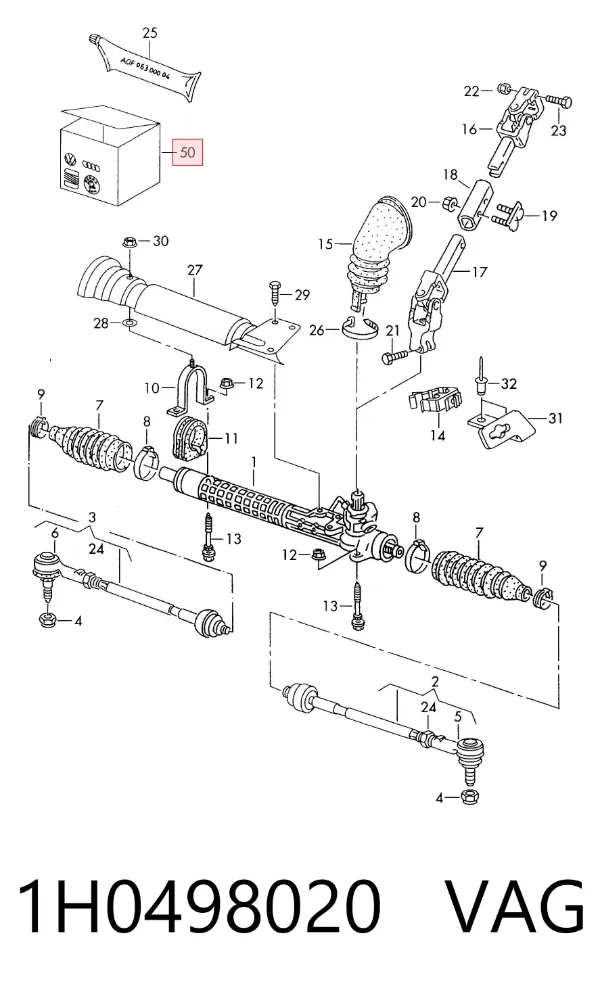 Zestaw naprawczy maglownicy (mechanizmu) (zestaw uszczelniaczy) 1H0498020 VAG