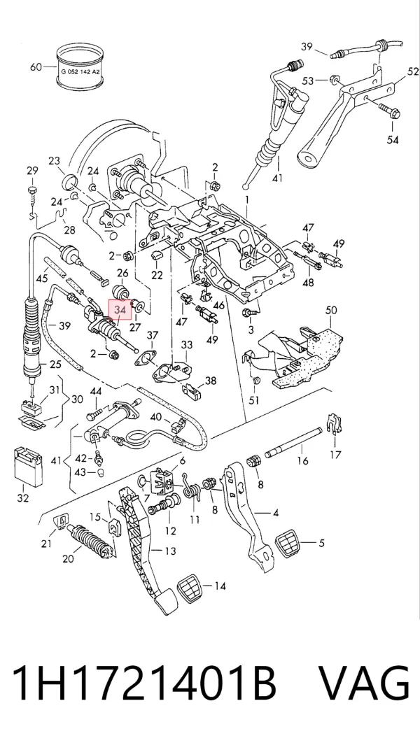 Cylinder sprzęgła główny 1H1721401B VAG