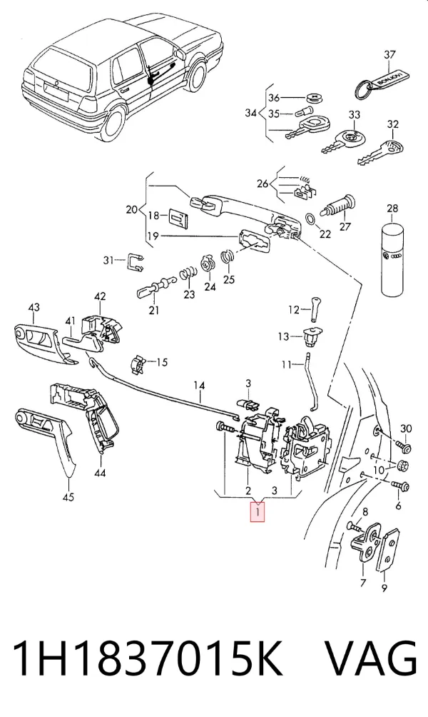 Zamek drzwi przednich lewych Volkswagen Vento 1H2
