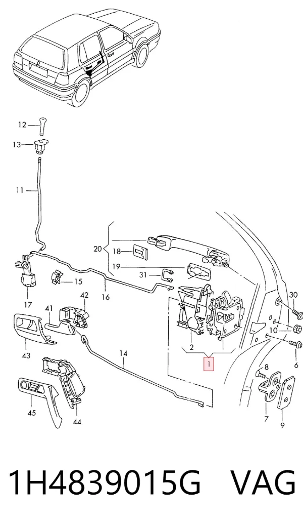 Zamek drzwi tylnych lewych Volkswagen Vento 1H2