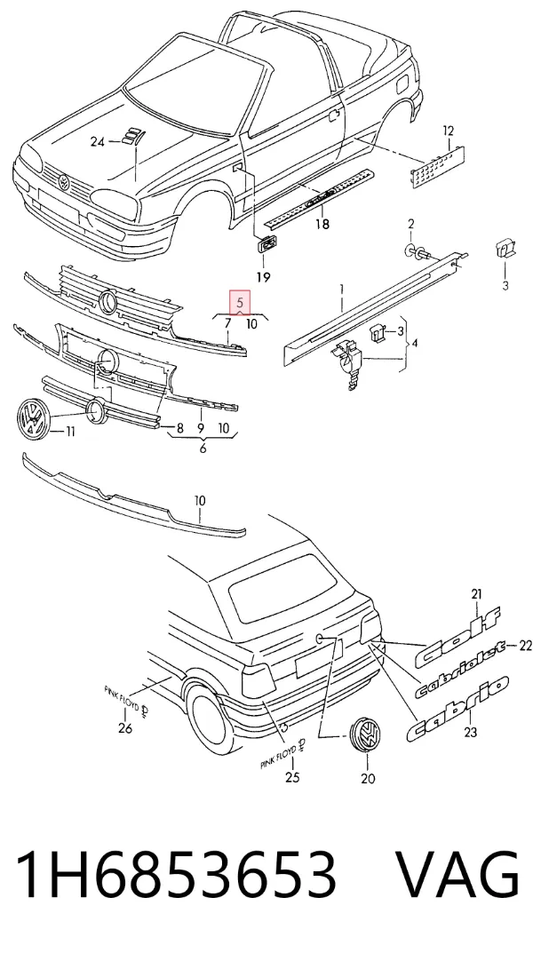 Atrapa chłodnicy 1H6853653 VAG
