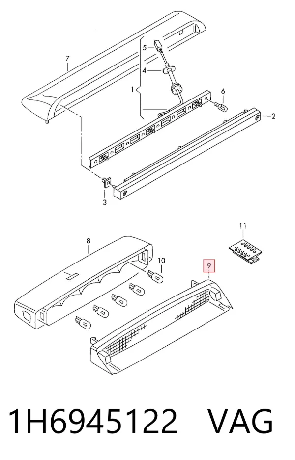 Lampa stop tylna dodatkowa Volkswagen Golf III