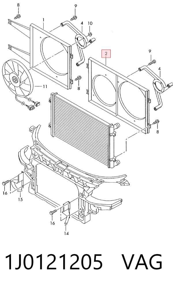 Dyfuzor chłodnicy 1J0121205 VAG