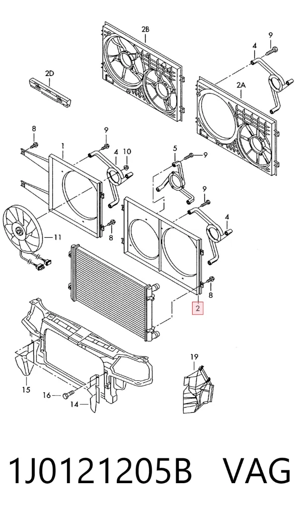 Dyfuzor chłodnicy 1J0121205B VAG