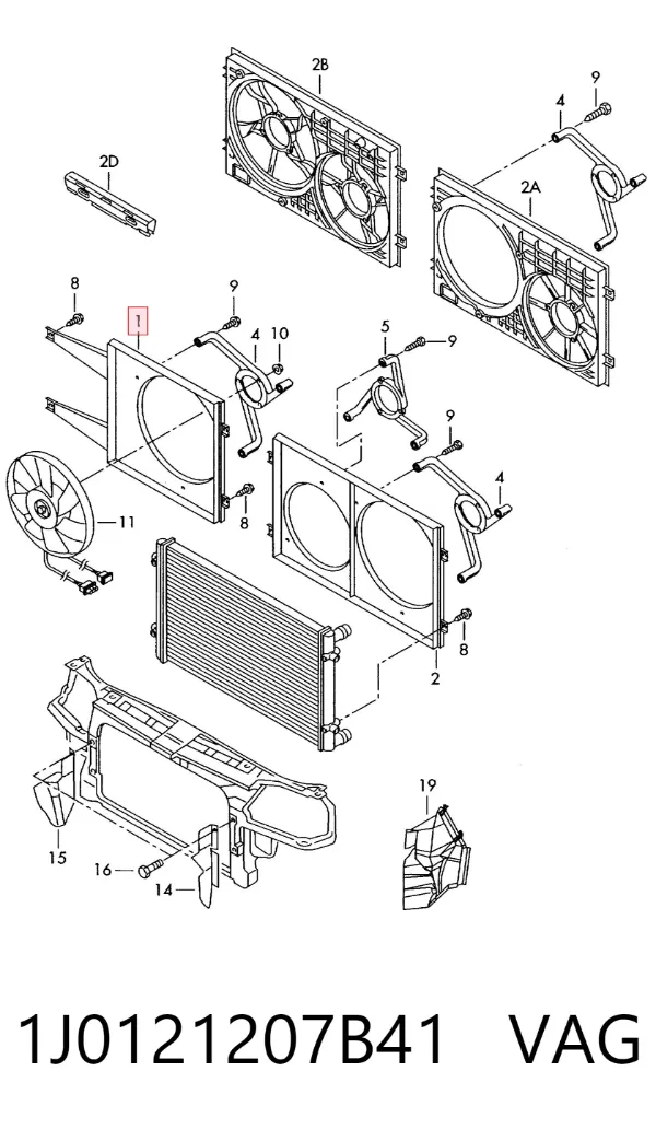 Dyfuzor chłodnicy 1J0121207B41 VAG