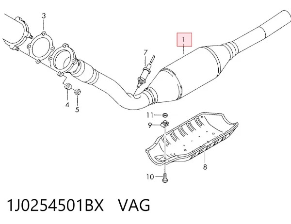 Konwerter-katalizator 1J0254501BX VAG