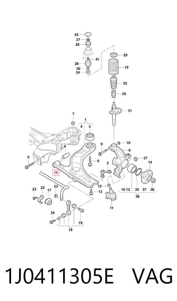 Stabilizator przedni 1J0411305E VAG