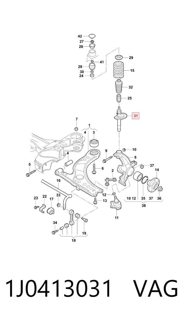 Amortyzator przedni 1J0413031 VAG