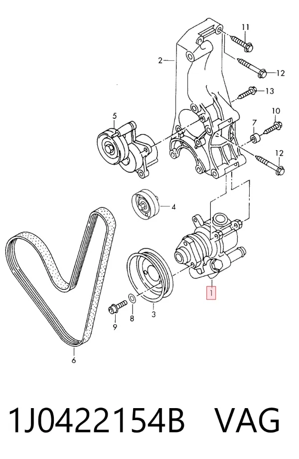 Pompa wspomagania hydraulicznego kierownicy 1J0422154B VAG