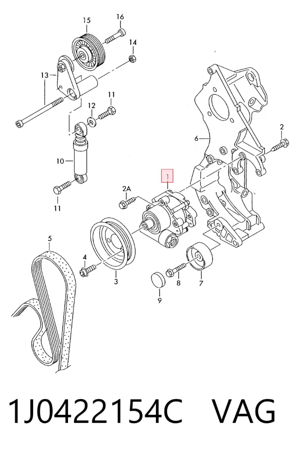 Pompa wspomagania hydraulicznego kierownicy 1J0422154C VAG