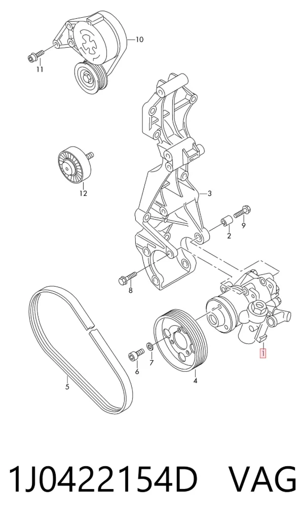 Pompa wspomagania hydraulicznego kierownicy 1J0422154D VAG