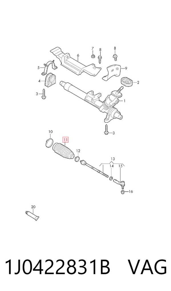 Osłona mechanizmu kierowniczego (maglownicy) 1J0422831B VAG