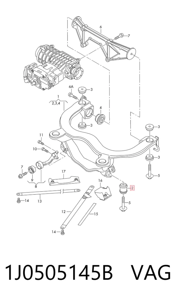 Silentblock tylnej belki 1J0505145B VAG