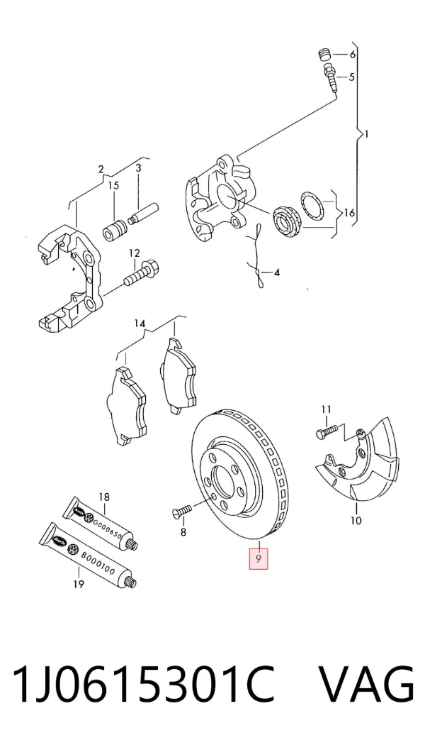 Tarcza hamulcowa przednia 1J0615301C VAG