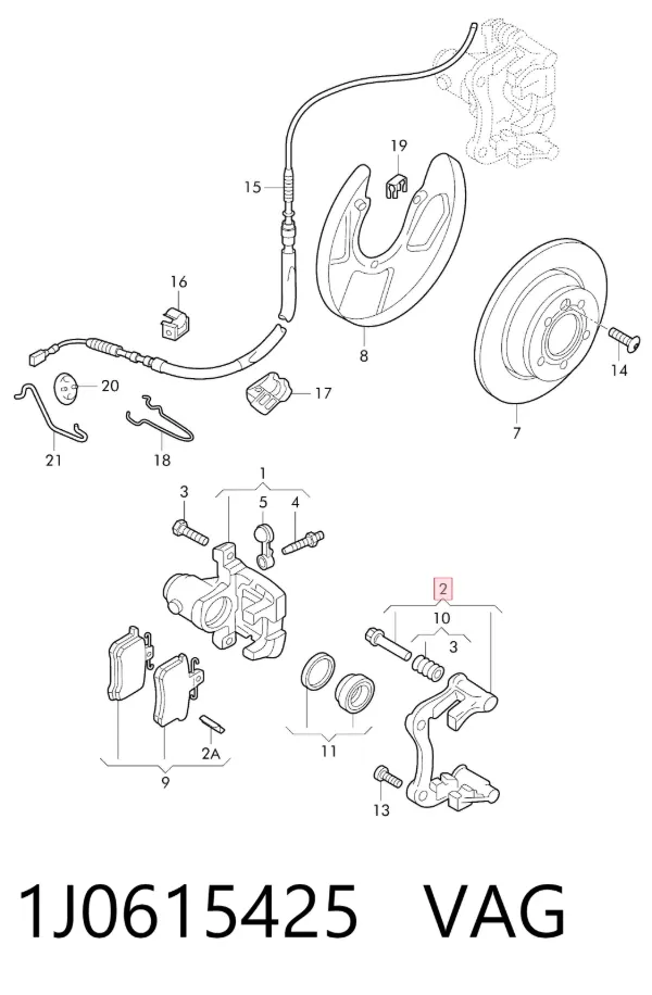 Jarzmo zacisku hamulcowego tylnego 1J0615425 VAG
