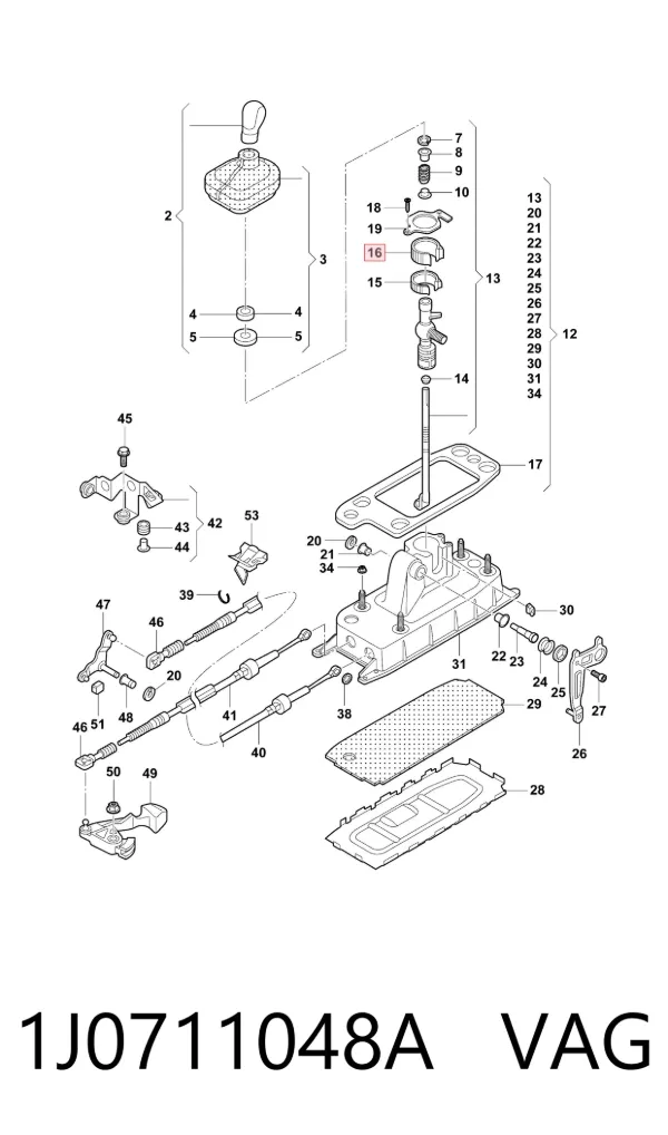 Tuleja mechanizmu zmiany biegów 1J0711048A VAG