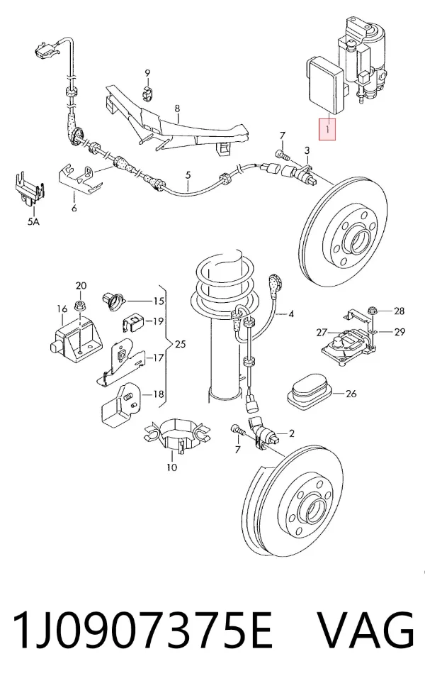 Sterownik ABS  hydrauliczny 1J0907375E VAG