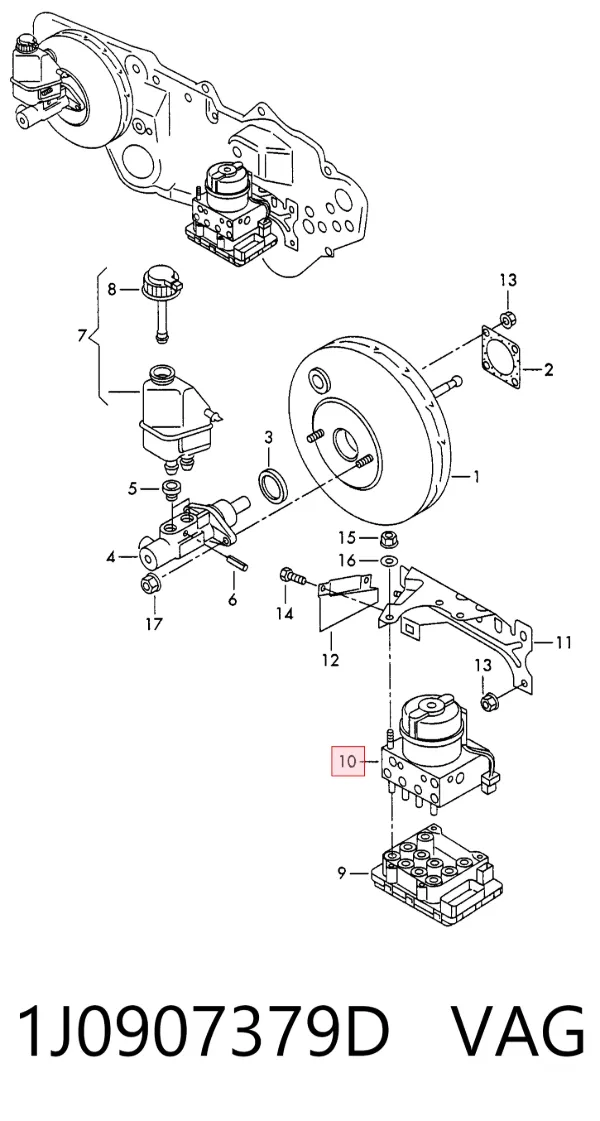 Sterownik ABS  hydrauliczny 1J0907379D VAG