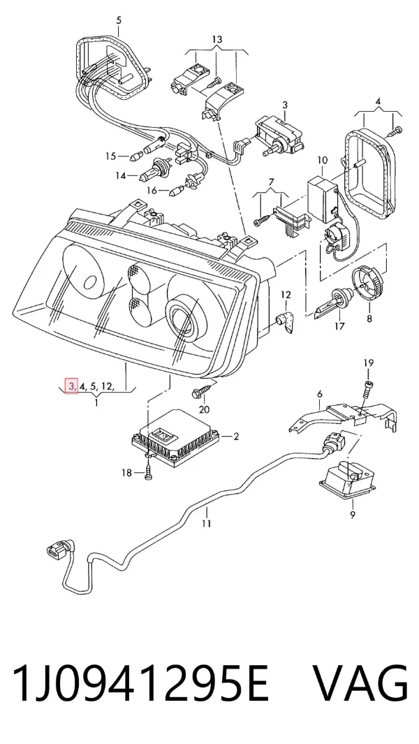 Korektor swiatel 1J0941295E VAG