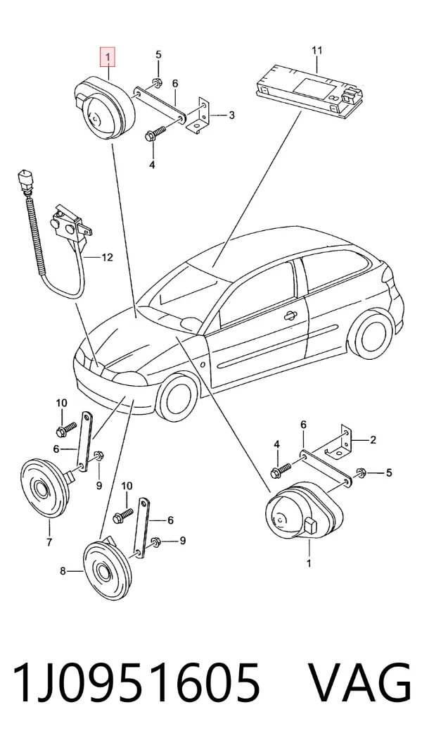 Alarm systemu antynapadu 1J0951605 VAG